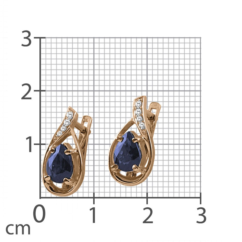 Cercei din aur roșu cu pietre Diamant, Safir