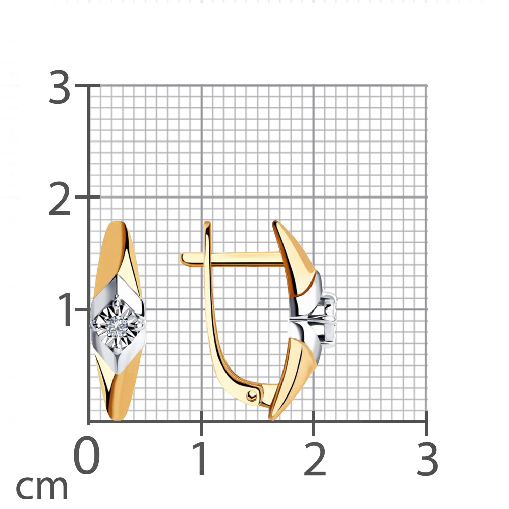 Cercei din aur alb și roșu cu pietre Diamant