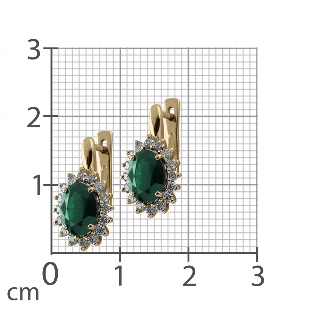 Cercei din aur roșu cu pietre Diamant, Smarald