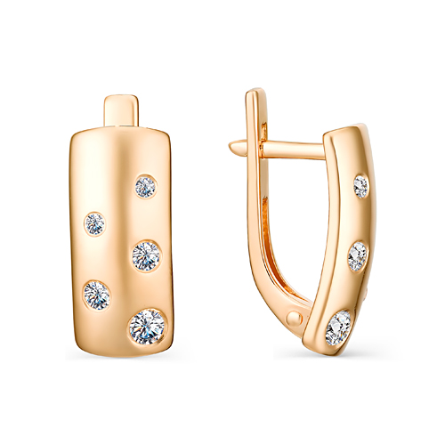 Cercei din aur roșu cu pietre Cubic Zirconia Incolor
