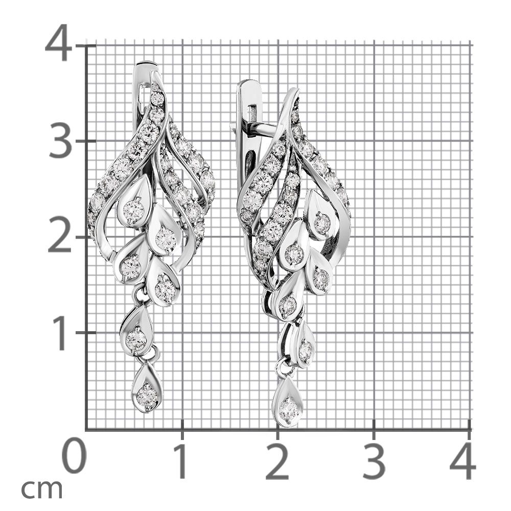 Серьги Длинные из белого золота с камнями Бриллиант