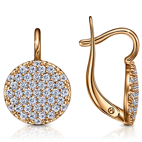 Cercei din aur roșu cu pietre Cubic Zirconia Incolor