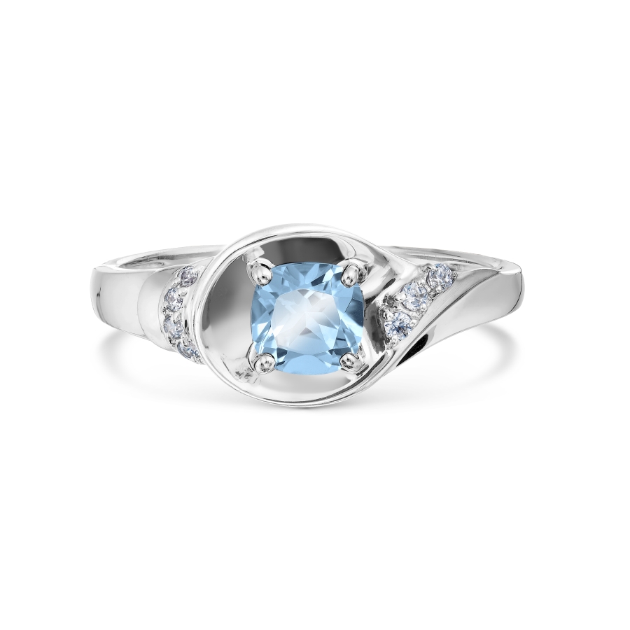 Inel din aur alb cu pietre Cubic Zirconia Incolor, Topaz