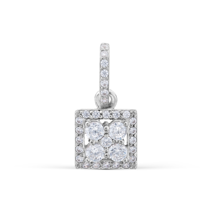 Pandantiv din aur alb cu pietre Cubic Zirconia Incolor