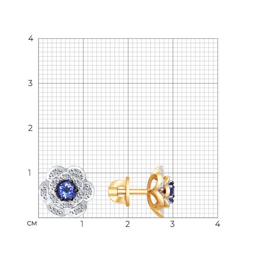 Cercei Pusete din aur roșu cu pietre Diamant, Tanzanit