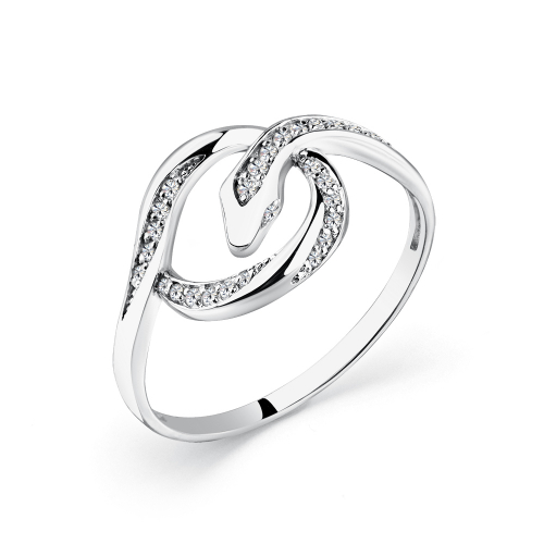 Inel din aur alb cu pietre Cubic Zirconia Incolor