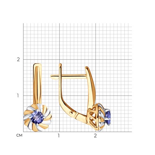 Серьги из красного золота с камнями Танзанит