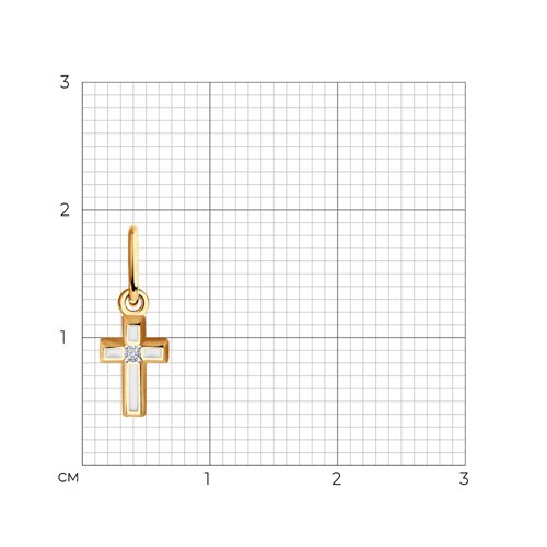 Крестик из красного золота с камнями Бриллиант, Эмаль