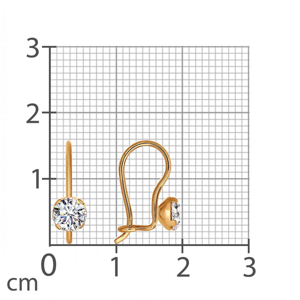 Cercei p-u copii din aur roșu cu pietre Cubic Zirconia Incolor