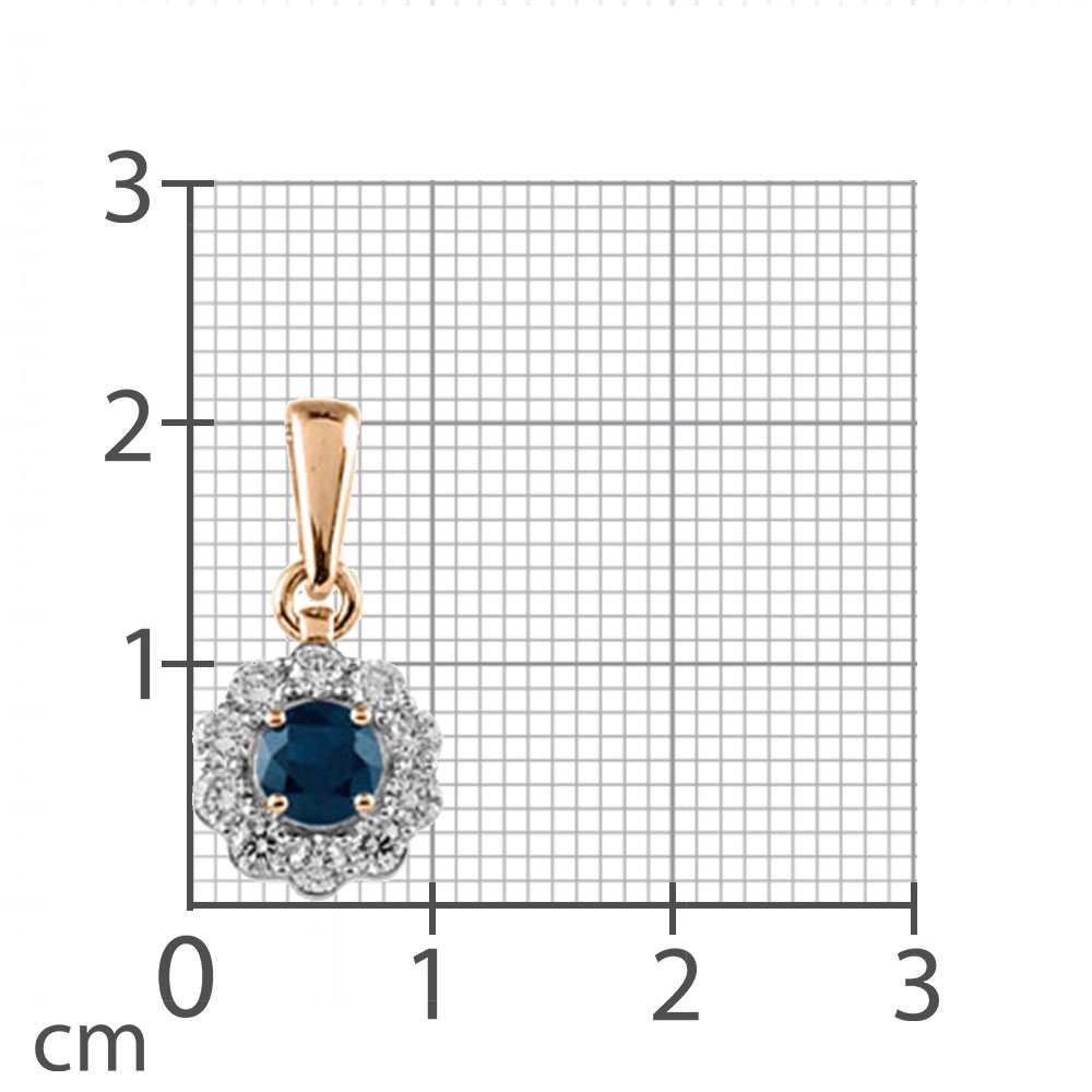 Pandantiv din aur roșu cu pietre Diamant, Safir