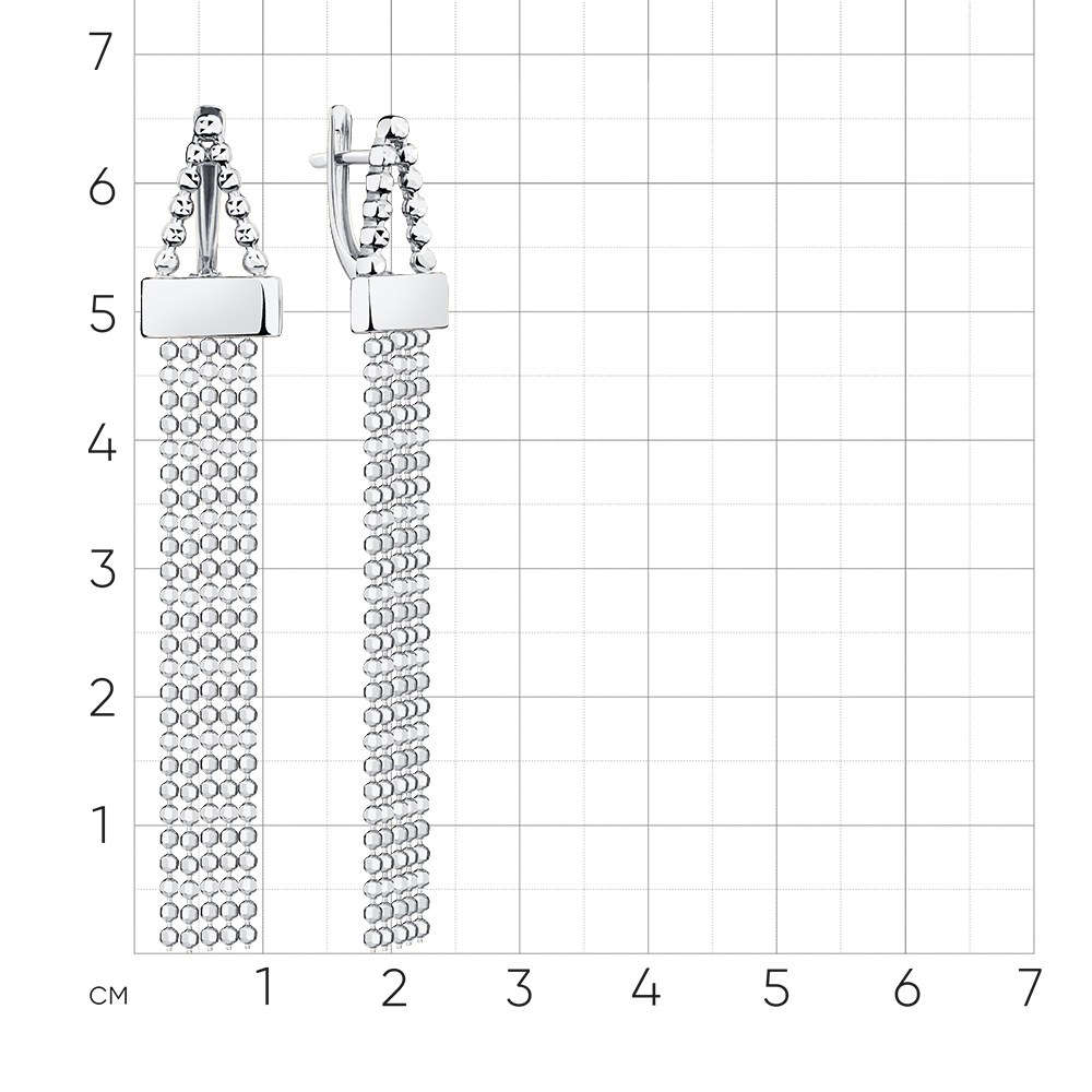 Серьги Длинные из белого золота без камней