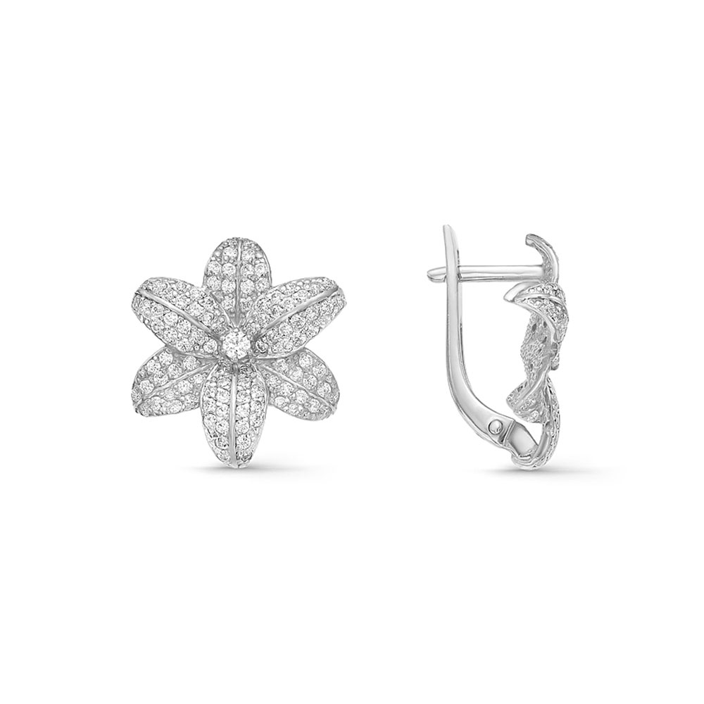 Серьги из серебра с камнями Фианит