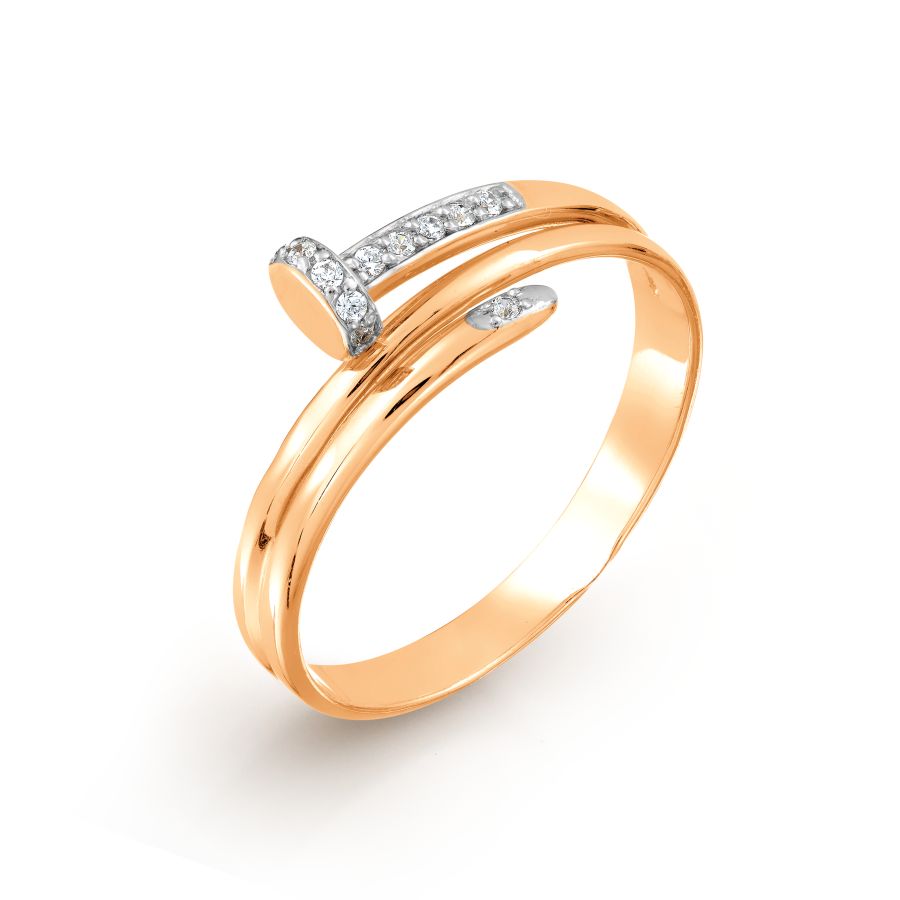 Inel din aur roșu cu pietre Cubic Zirconia Incolor