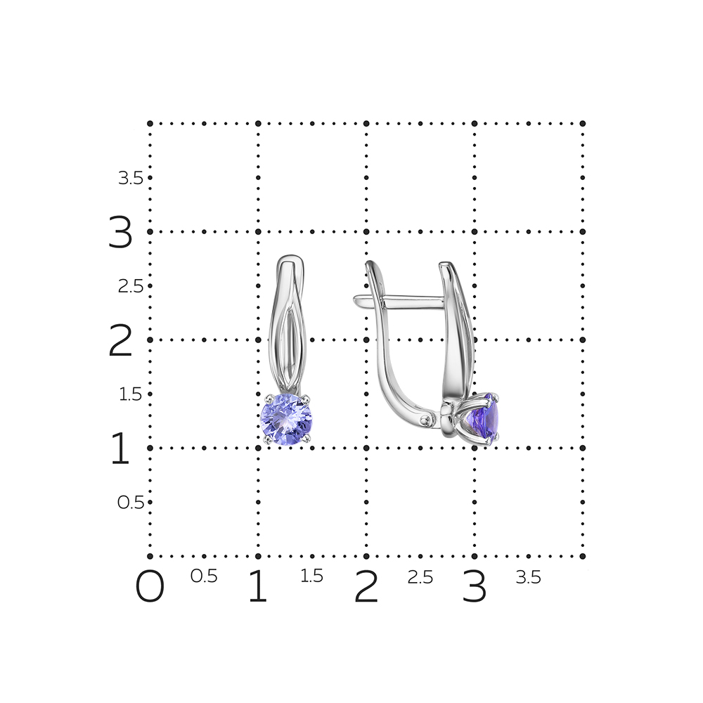 Серьги из белого золота с камнями Танзанит