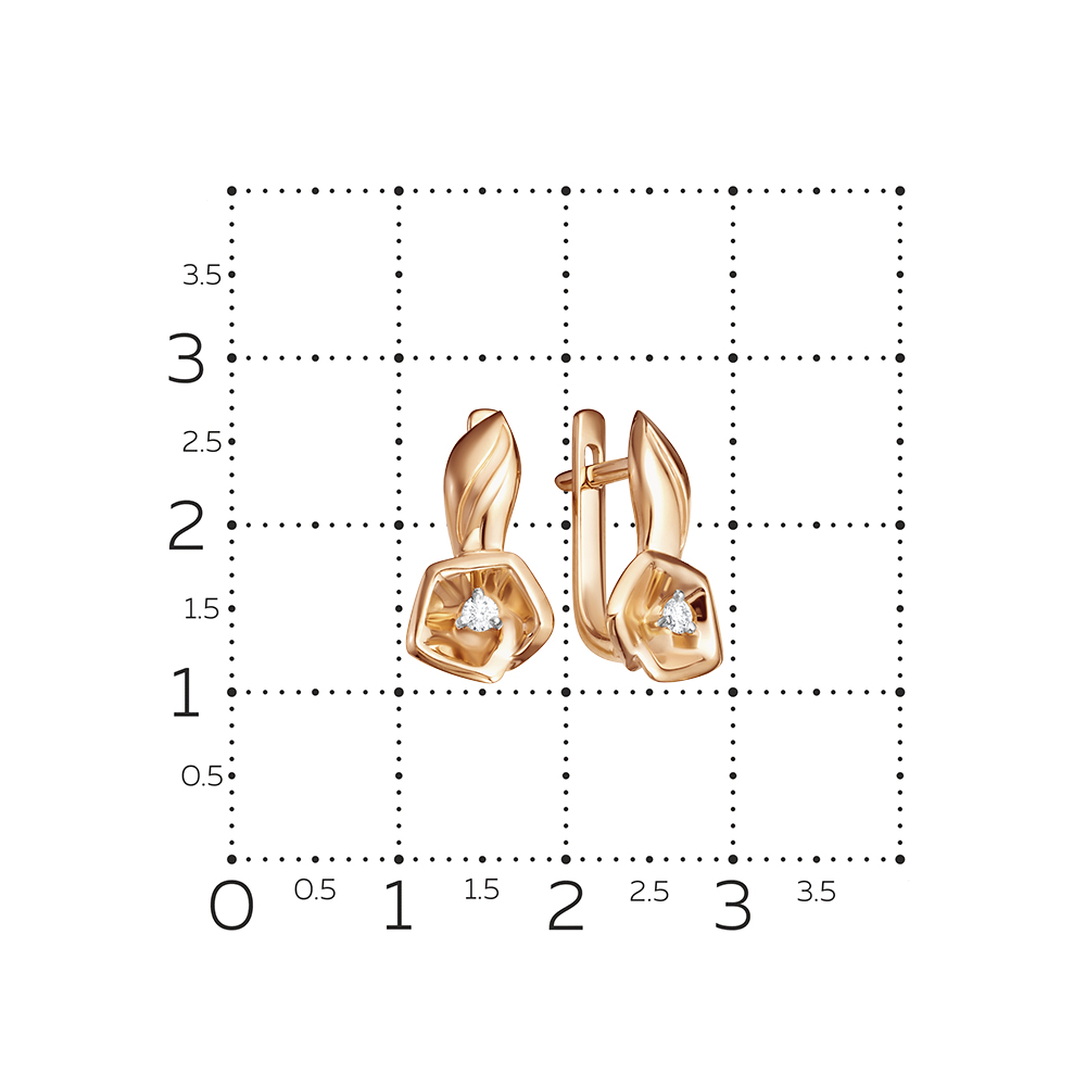 Серьги из красного золота с камнями Бриллиант