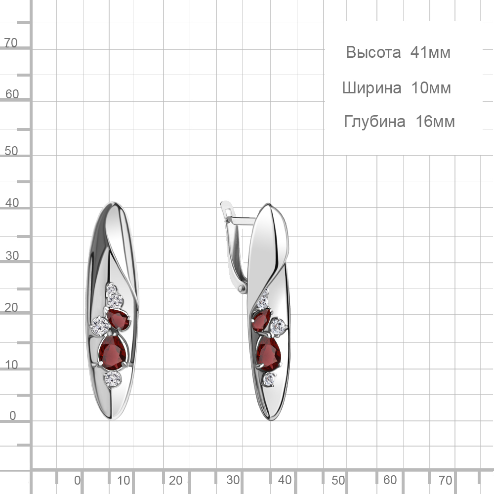 Cercei din argint  cu pietre Cubic Zirconia Incolor, Granat