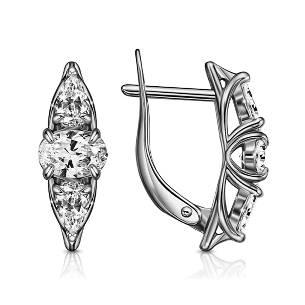 Серьги из серебра с камнями Фианит