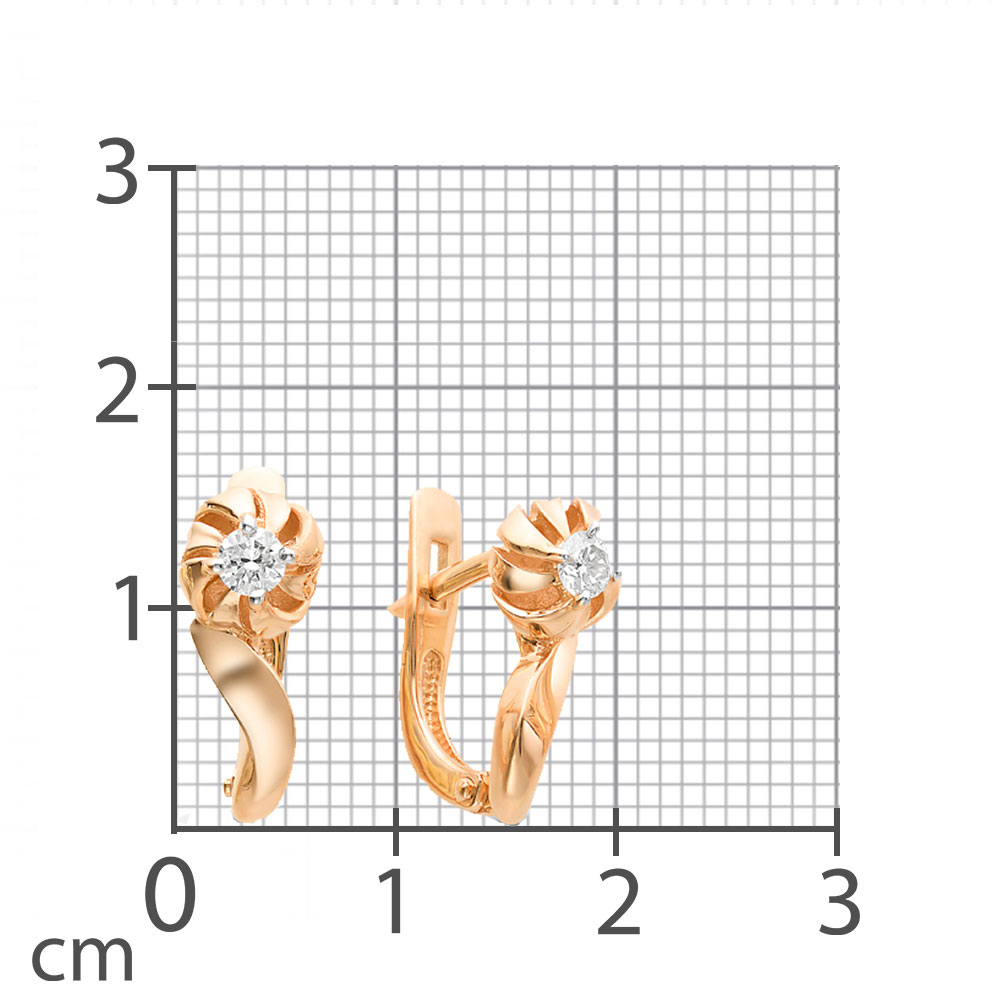 Серьги из красного золота с камнями Бриллиант
