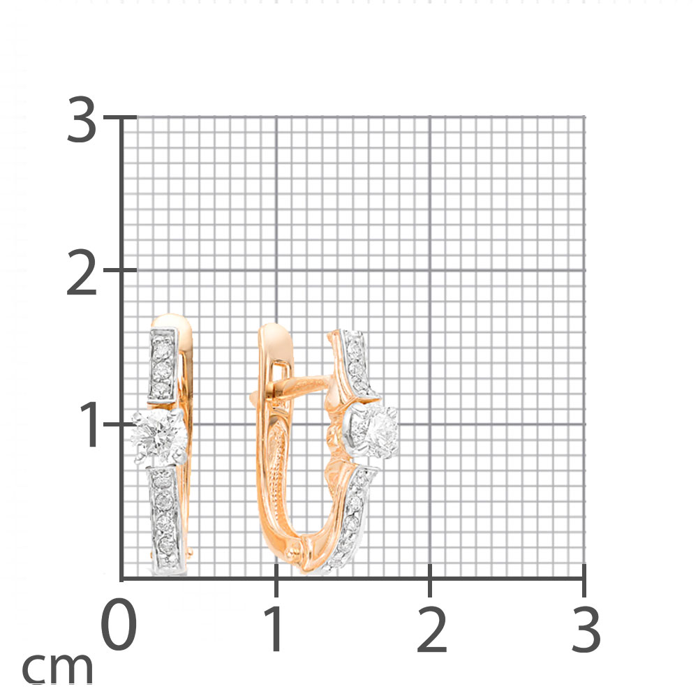 Серьги из красного золота с камнями Бриллиант