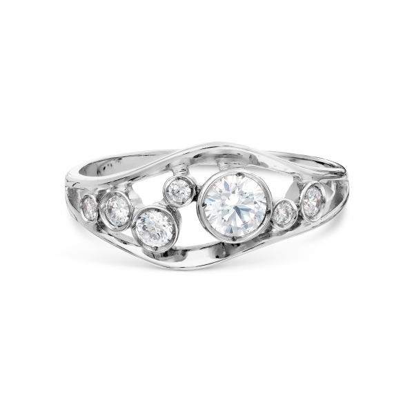 Inel din aur alb cu pietre Cubic Zirconia Incolor