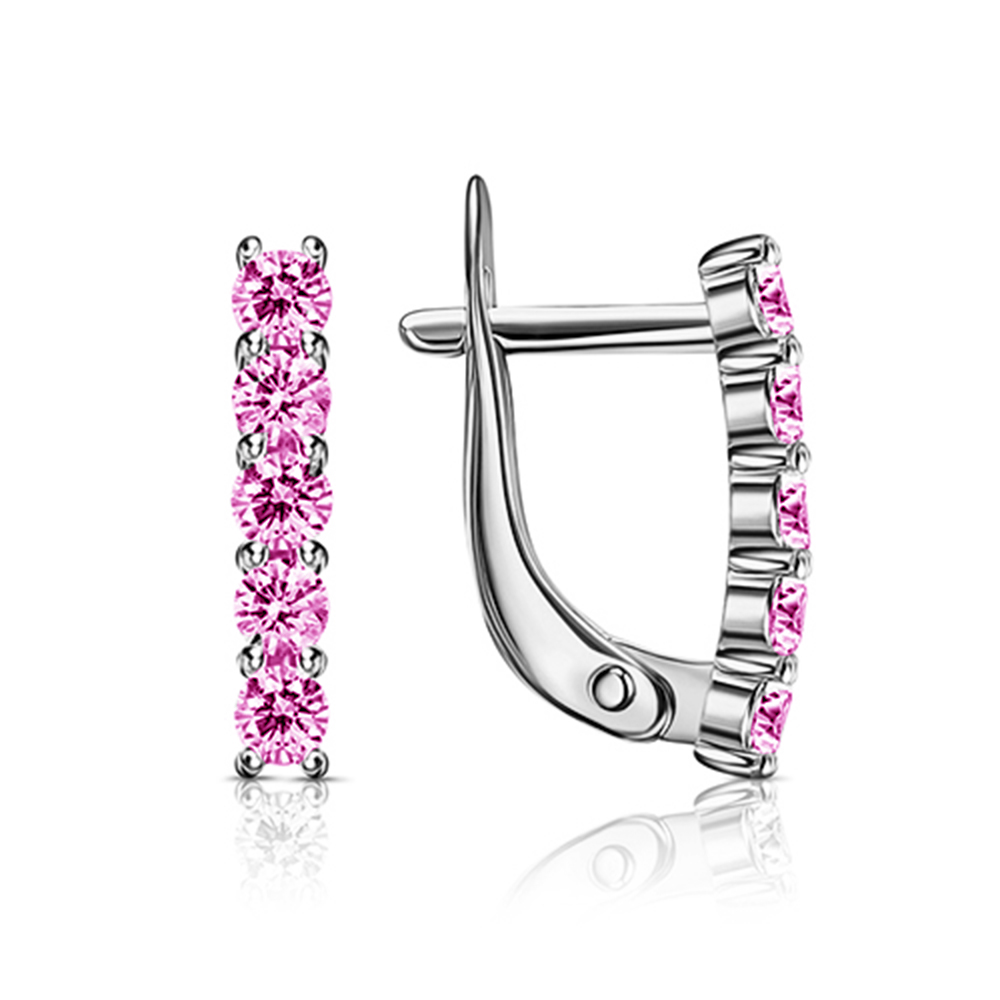 Cercei din argint  cu pietre Cubic Zirconia Roz