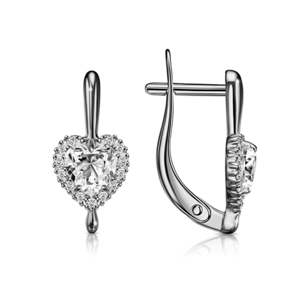 Серьги из серебра с камнями Фианит