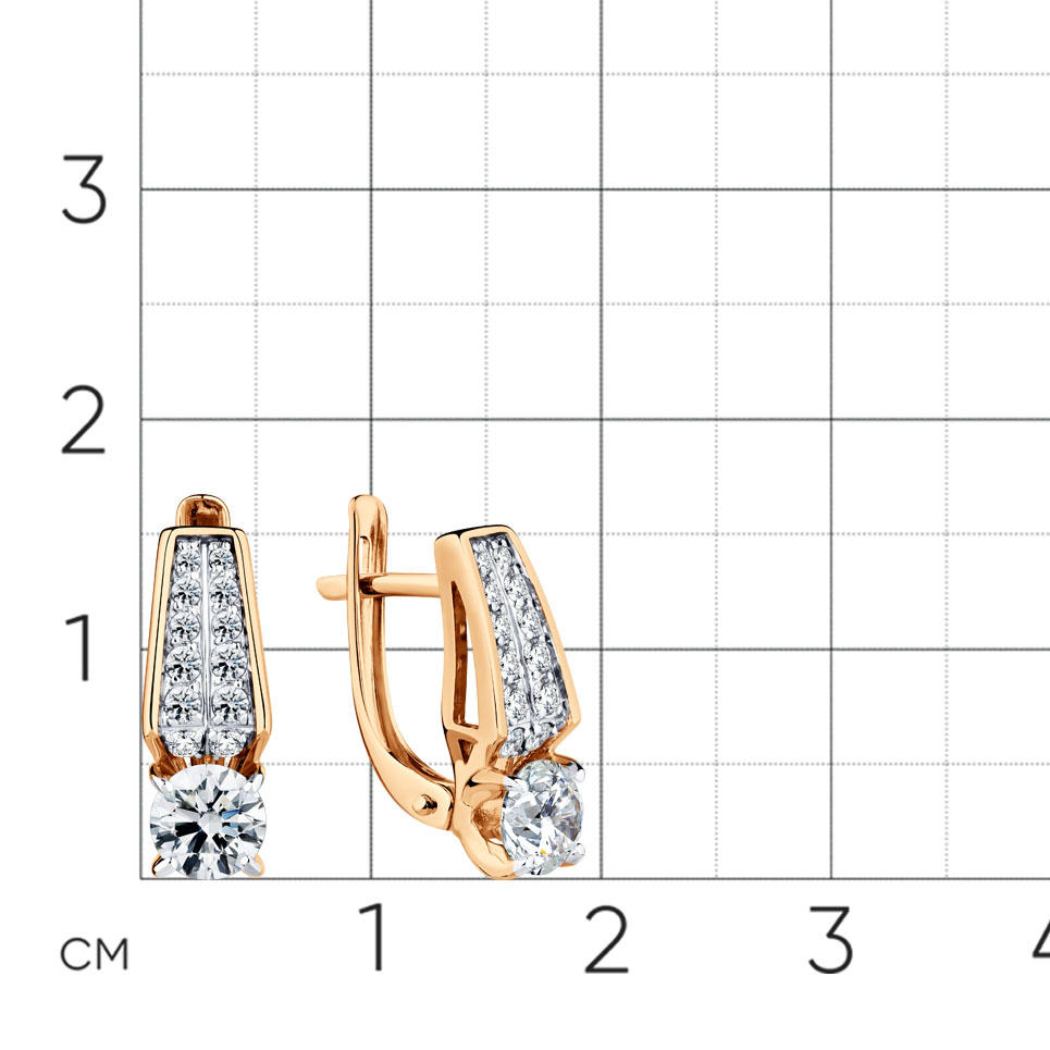 Cercei din aur roșu cu pietre Cubic Zirconia Incolor