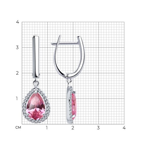 Cercei Suspendați din argint  cu pietre Cubic Zirconia Incolor, Cubic Zirconia Roz