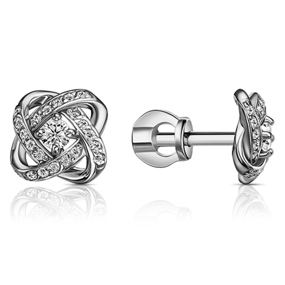 Cercei Pusete din argint  cu pietre Cubic Zirconia Incolor
