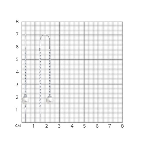 Серьги Продёвки из серебра с камнями Жемчуг имит.