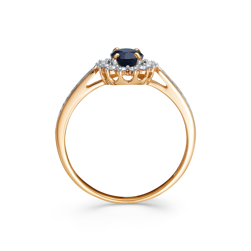 Inel din aur roșu cu pietre Diamant, Safir