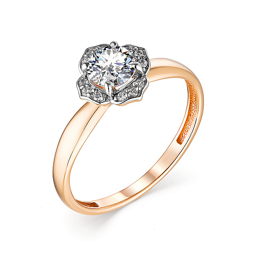 Inel din aur roșu cu pietre Cubic Zirconia Incolor