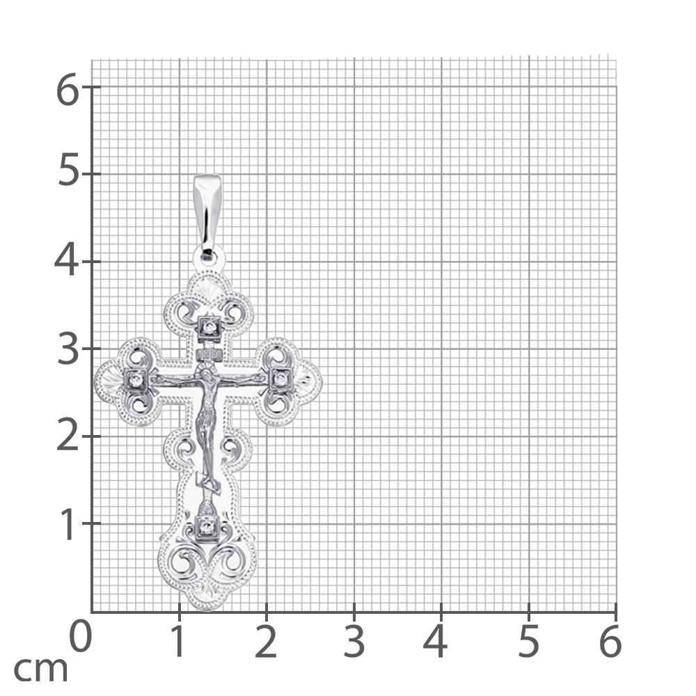 Cruce din argint  cu pietre Cubic Zirconia Incolor