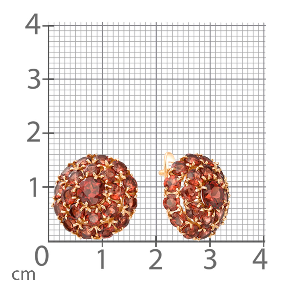 Серьги из красного золота с камнями Гранат