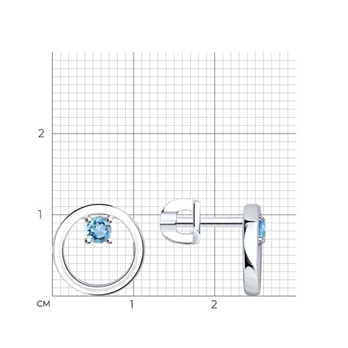 Cercei Pusete din argint  cu pietre Topaz Swiss