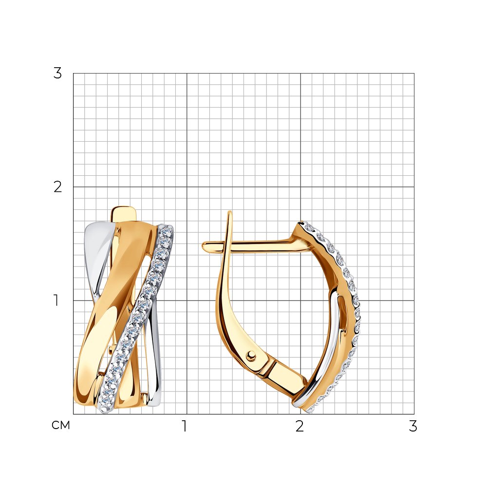 Cercei din aur roșu cu pietre Cubic Zirconia Incolor