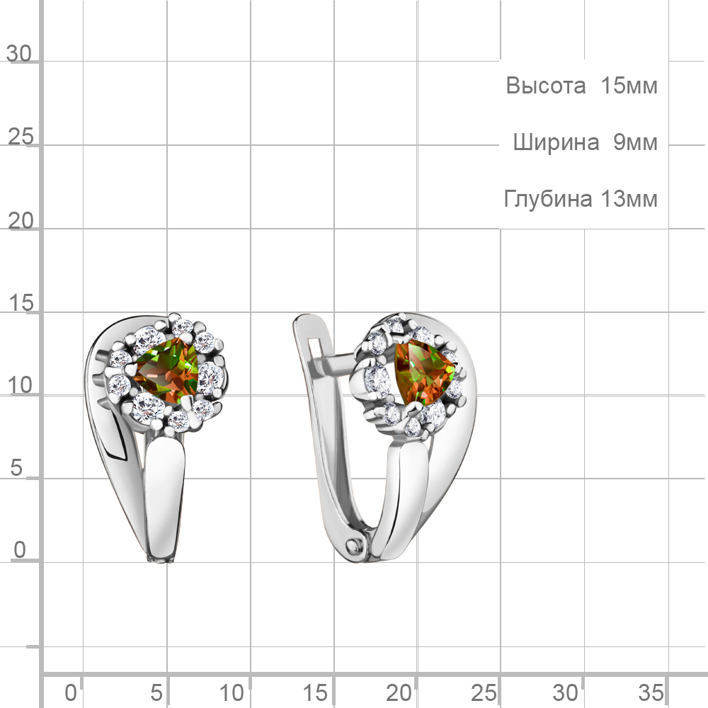 Cercei din argint  cu pietre Cubic Zirconia Incolor, Zultanit (sint.)