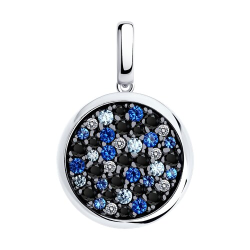 Pandantiv din argint  cu pietre Cubic Zirconia Incolor, Cubic Zirconia Albastru și Cubic Zirconia Albastru Safir