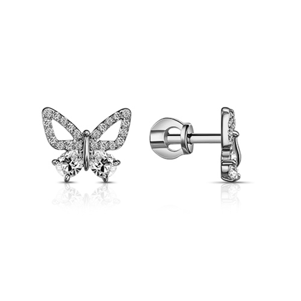 Cercei Pusete din argint  cu pietre Cubic Zirconia Incolor