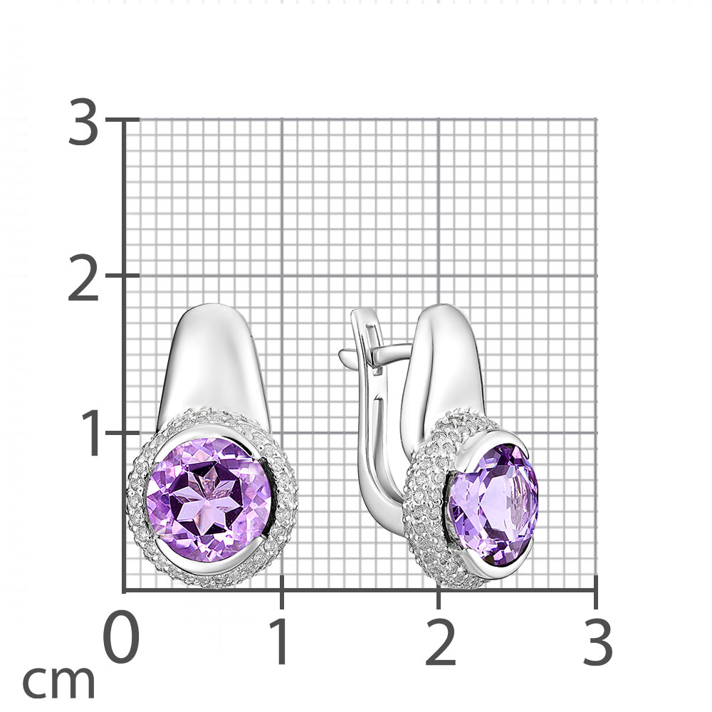 Cercei din argint  cu pietre Cubic Zirconia Incolor, Ametist