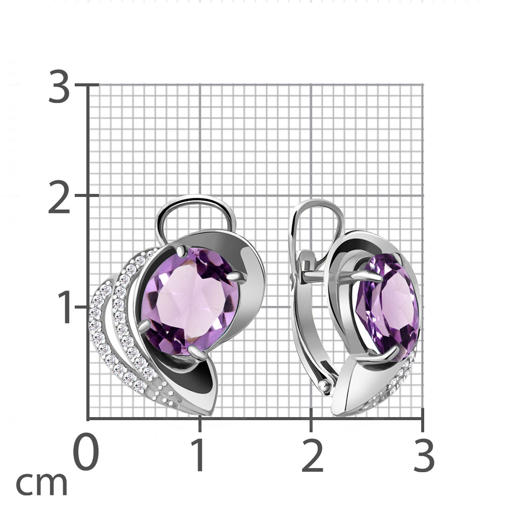 Cercei din argint  cu pietre Cubic Zirconia Incolor, Ametist