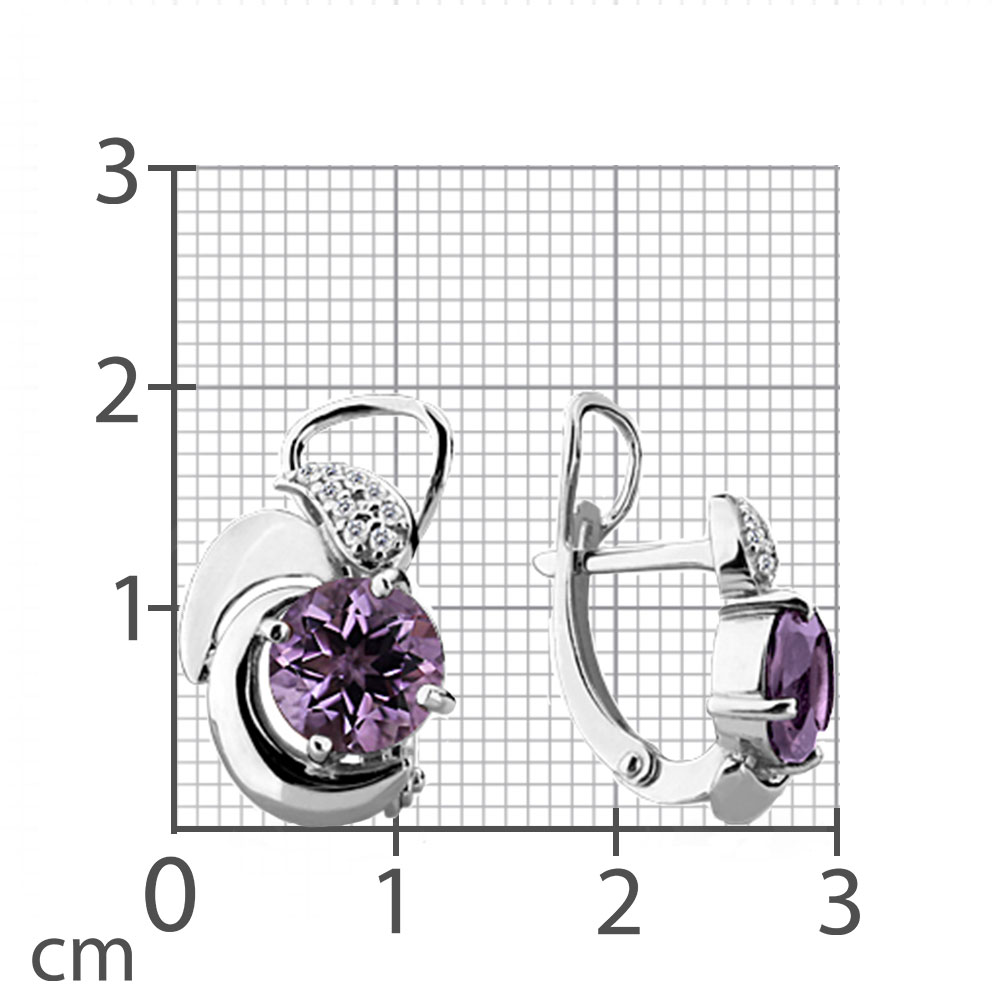 Cercei din argint  cu pietre Cubic Zirconia Incolor, Ametist