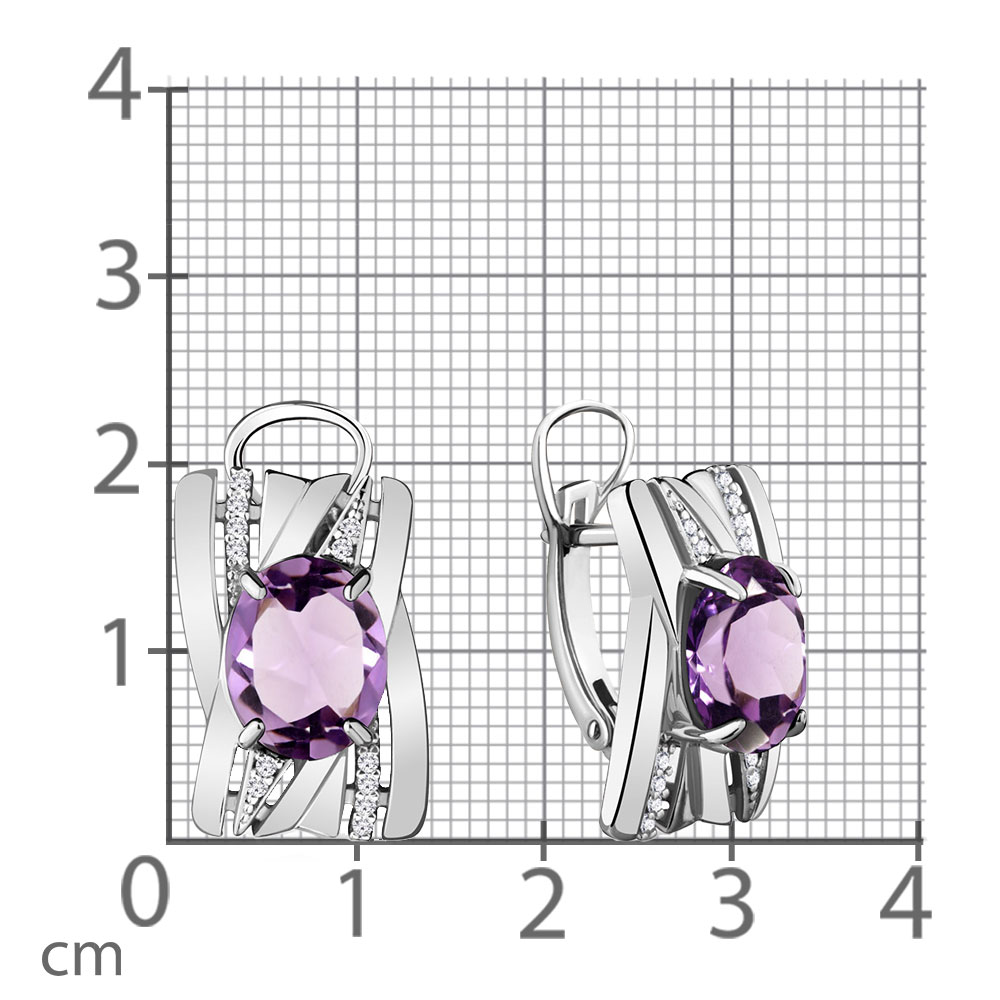 Cercei din argint  cu pietre Cubic Zirconia Incolor, Ametist