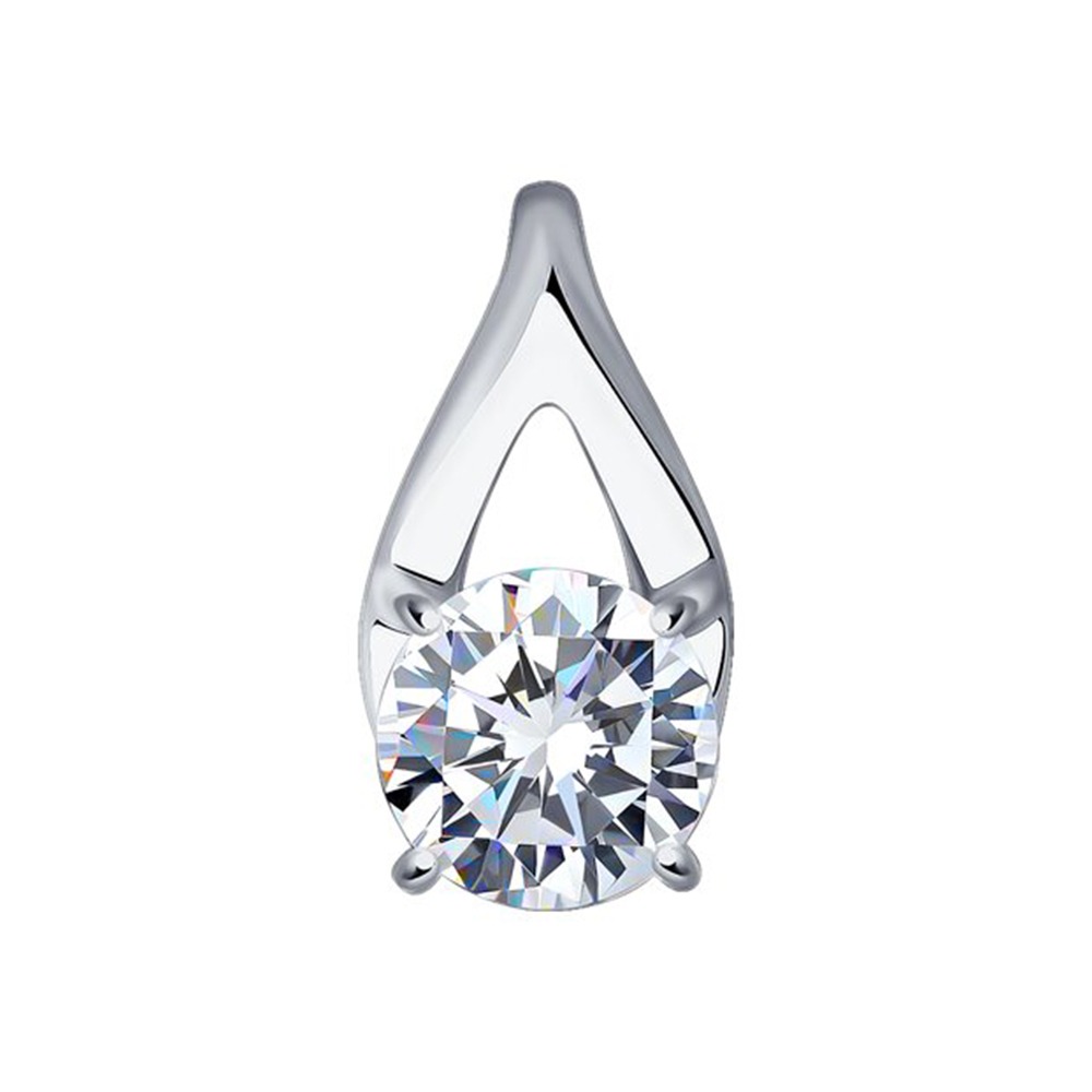 Pandantiv din aur alb cu pietre Cubic Zirconia Incolor