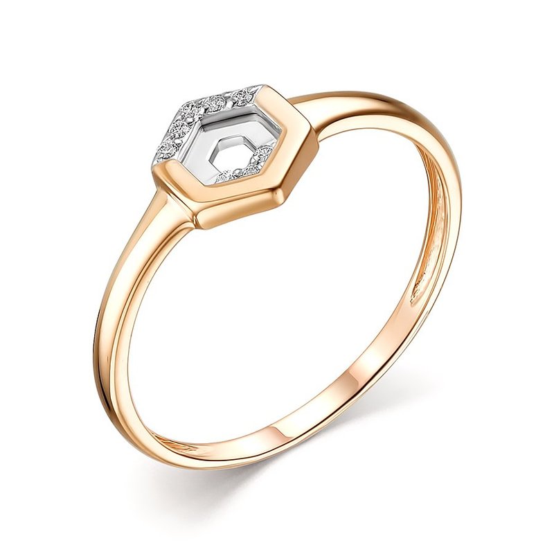 Inel din aur roșu cu pietre Cubic Zirconia Incolor