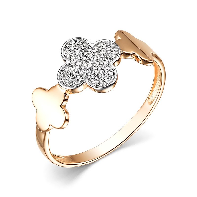 Inel din aur roșu cu pietre Cubic Zirconia Incolor
