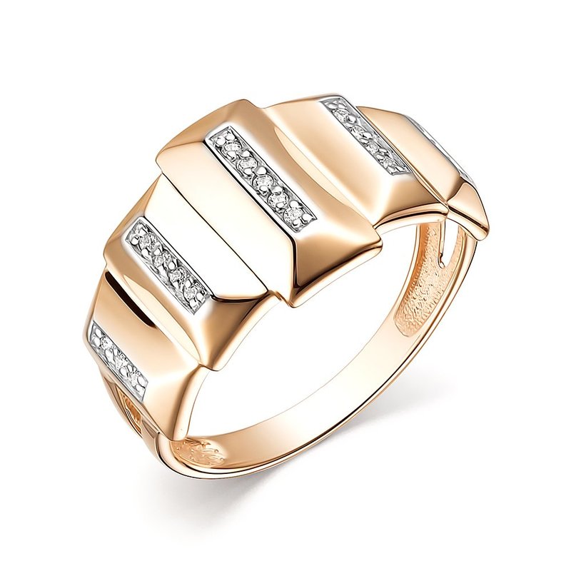 Inel din aur roșu cu pietre Cubic Zirconia Incolor