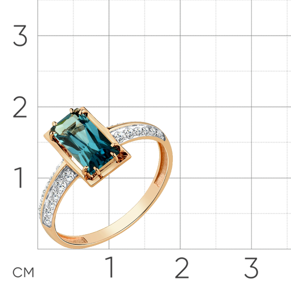 Inel din aur roșu cu pietre Cubic Zirconia Incolor, Topaz London