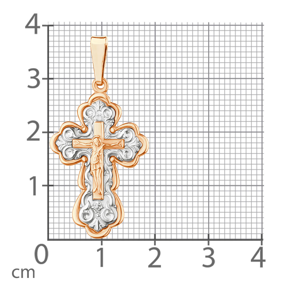 Крестик из красного золота без камней