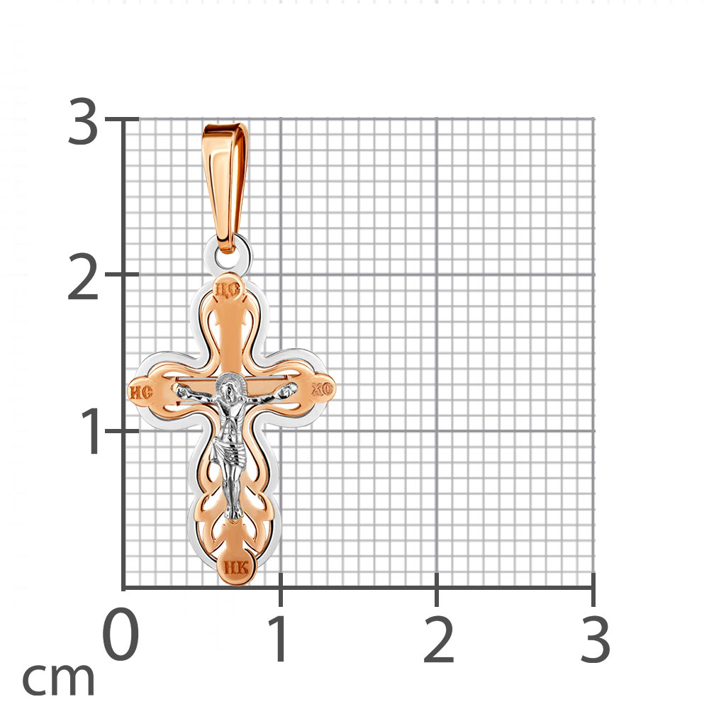 Крестик из красного золота без камней